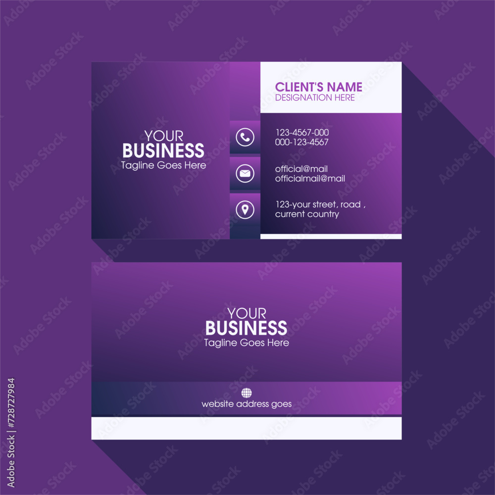 Modern business card template with gradient. Elegant business card design. Creative vector visiting card template for corporate company professional.