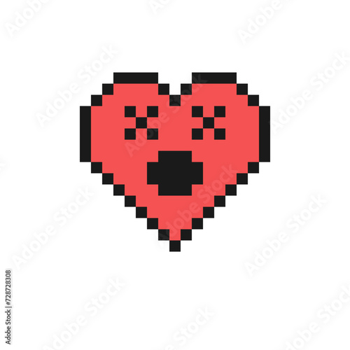 Face with X for eyes. Pixel style emoji crossed-out eyes death, dead.
