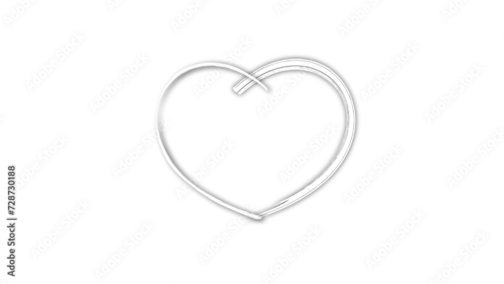 white line heart shape valentines day festival. on the blank background