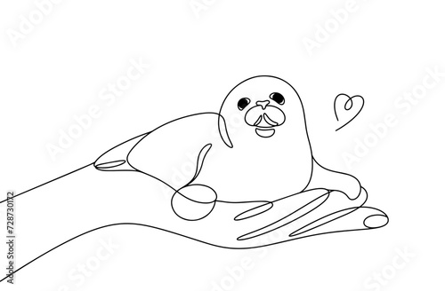  Hand. Seal. Baby seal. Protection