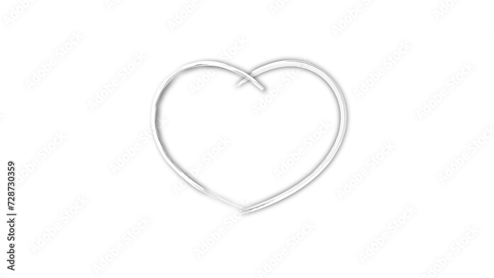 white line heart shape valentines day festival. on the blank background white line heart shape valentines day festival. on the blank background