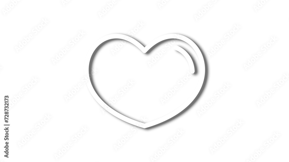 white line heart shape valentines day festival. on the blank background