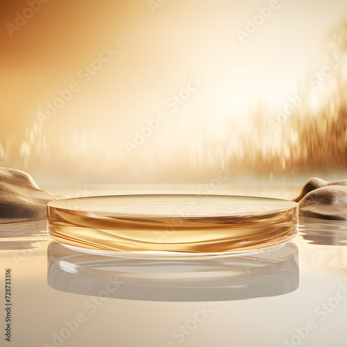 Ethereal Gold Podium in Clear Light Setting