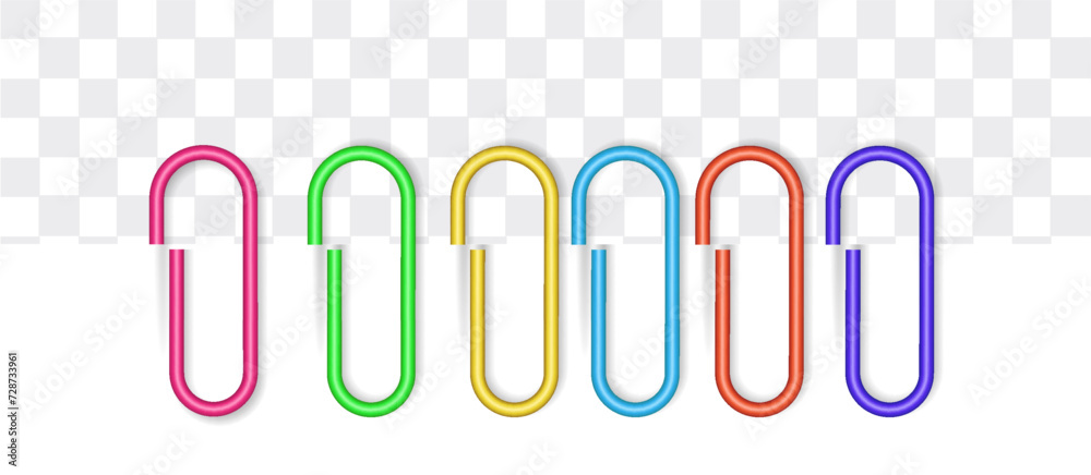 Color clips on paper sheet realistic vector illustration set. Document ...
