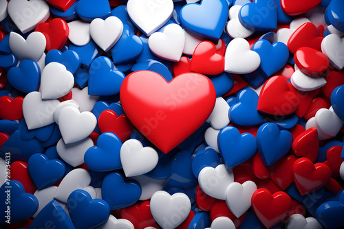 Colors of Love Blue and Red Hearts on White