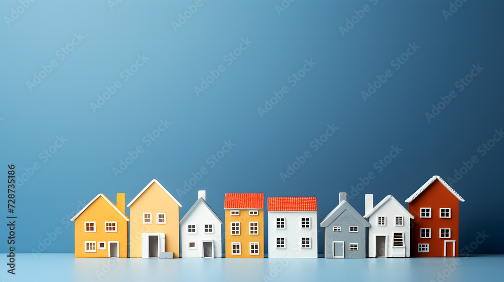 Small Houses Lined Up on a Table, product presentations

