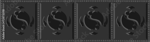 Gothic balustrade stylized drawing. Stone decorated wall illustration. Medieval ornamented railing; vector