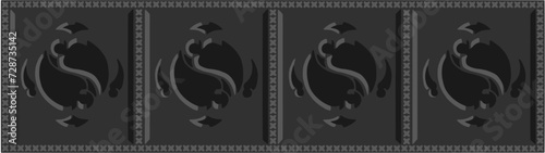 Gothic balustrade stylized drawing. Stone decorated wall illustration. Medieval ornamented railing; vector