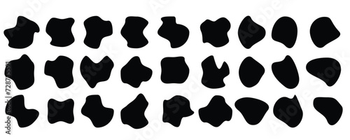 Randomly shaped black and white blobs vector set. abstract elements of ink blot, liquid and silhouette. shape, blob, organic, vector, irregular, circle, form, random in eps 10.