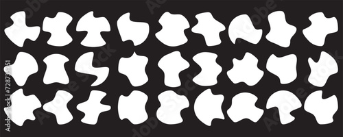  Randomly shaped black and white blobs vector set. abstract elements of ink blot, liquid and silhouette. shape, blob, organic, vector, irregular, circle, form, random in eps 10.