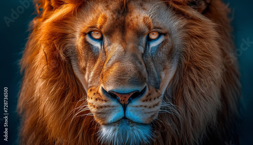 a photo portrait of a male lion, intricate details © Nate