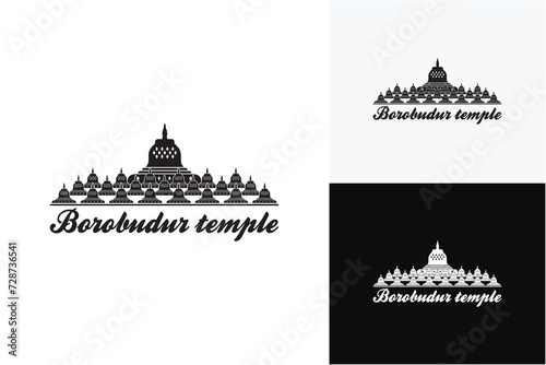 Borobudur stupa logo design, heritage in Indonesia, Borobudur Temple Batu, Indonesian Heritage Silhouette Logo Design