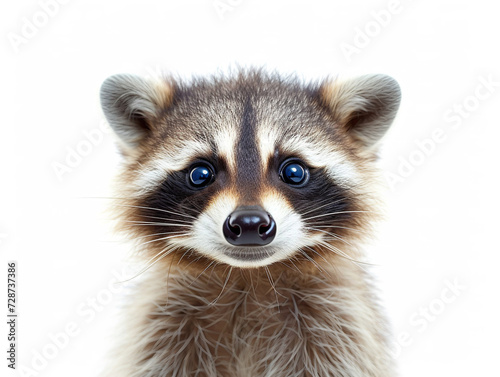Portrait of a cute funny raccoon, closeup, isolated on a white background © Nate