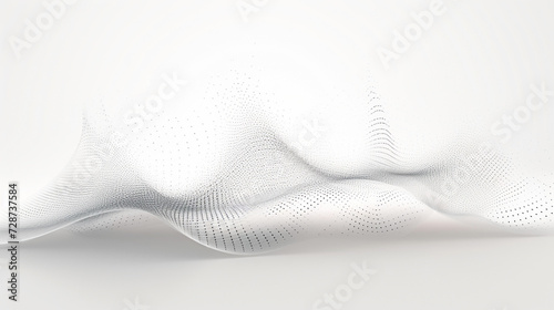 Wide image of abstract black color moving smoke wave created with dots in white background 