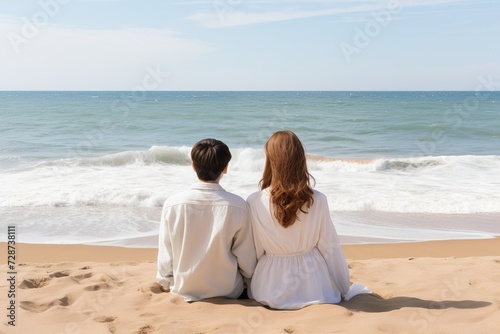 The perfect holiday on the beach. Couple holding hands. Family vacation concept © bondar911