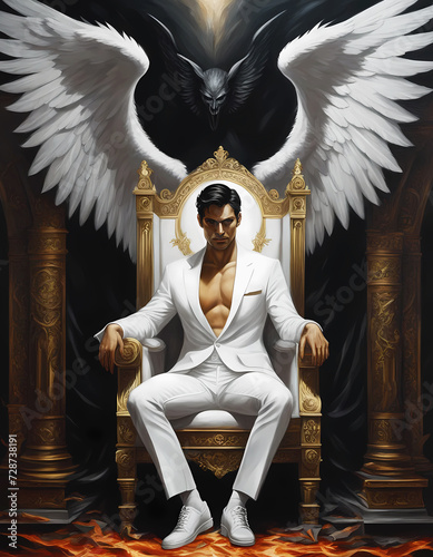 Shining Angel Lucifer on a golden throne