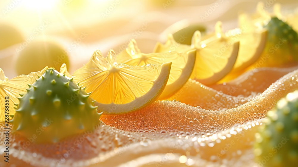 Citrus Serenity: Aloe vera and lemon slices, their refreshing presence invoking calmness. Citrus Serenity: Aloe vera and lemon slices, their refreshing presence invoking calmness.