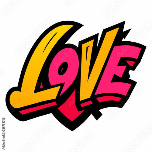 The word LOVE in street art graffiti lettering vector image style on a white background.