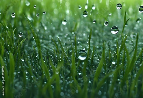 Raindrops on the grass leaves