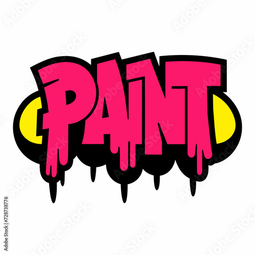 The word PAINT in street art graffiti lettering vector image style on a white background.