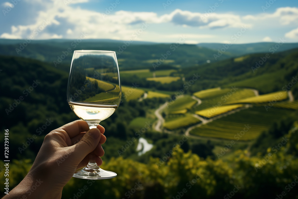 Savoring the View: Wineglass Overlooking the Valley