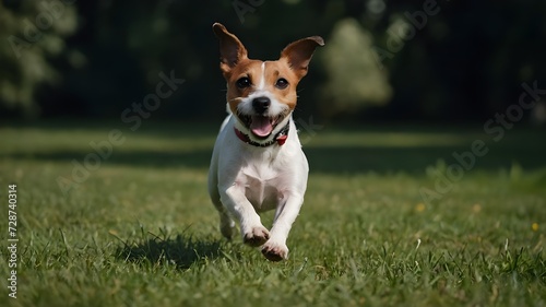 jack russell terrier running on grassy ground © Naveed Arts