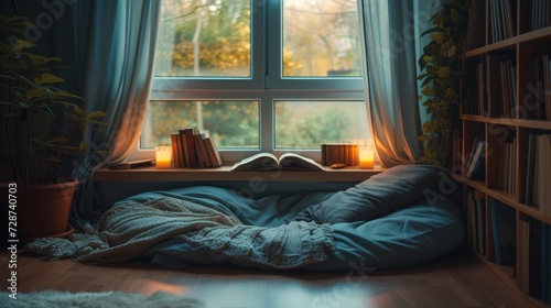A cozy reading nook, where a person loses themselves in a good book