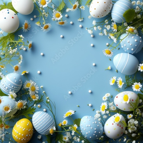A delightful Easter background surrounded by a clean and stylish egg-shaped b...