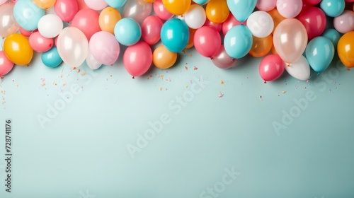 A cheerful balloon-themed scene showcasing a clean frame and balloons of vari...