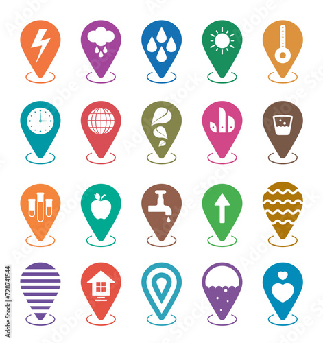 symbols in colorful location sign