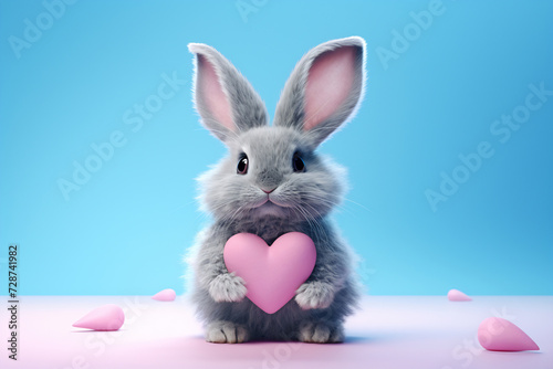 Enchanting Bunny with Heart Cushion