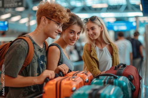 Young people with their suitcases ready to start their summer vacation