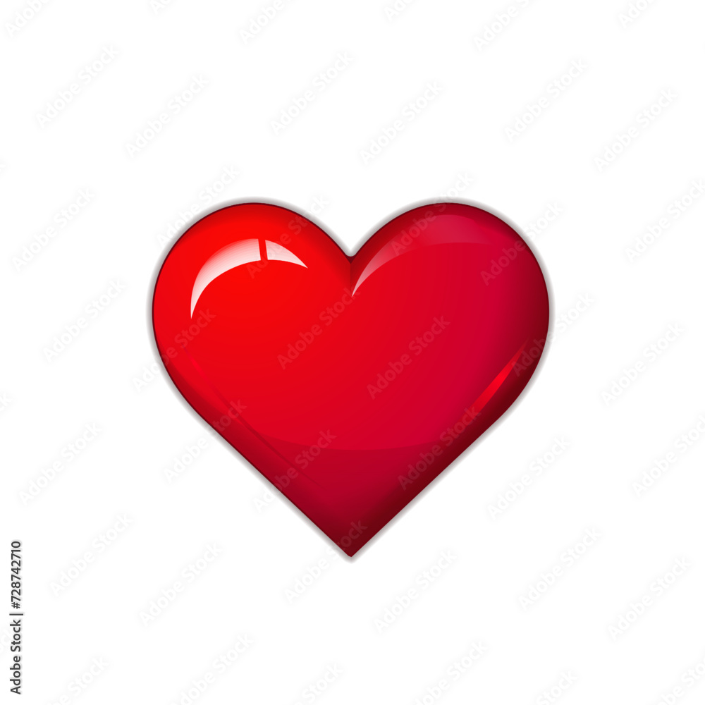 heart with color red glossy ,love valentine vector illustration