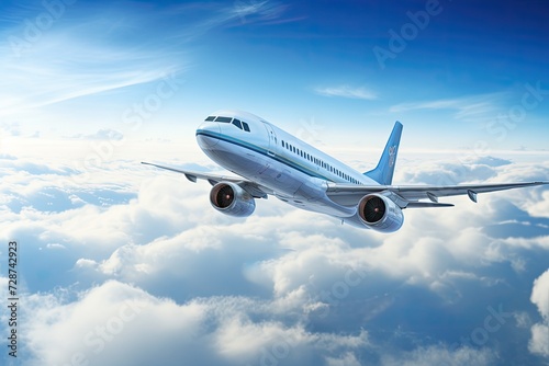 an airliner travel in the blue skies