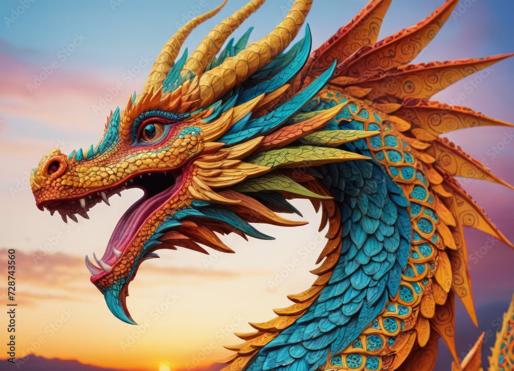 Obraz premium colorful dragon among bright colors