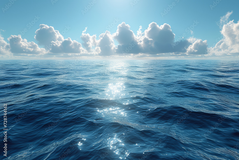 A serene seascape in various shades of blue, capturing the calmness and depth of the ocean. Concept of tranquil maritime landscapes. Generative Ai. A serene seascape in various shades of blue, capturing the calmness and depth of the ocean. Concept of tranquil maritime landscapes. Generative Ai.