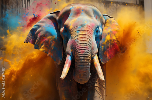 Elephant in a Cloud of Rainbow Hues