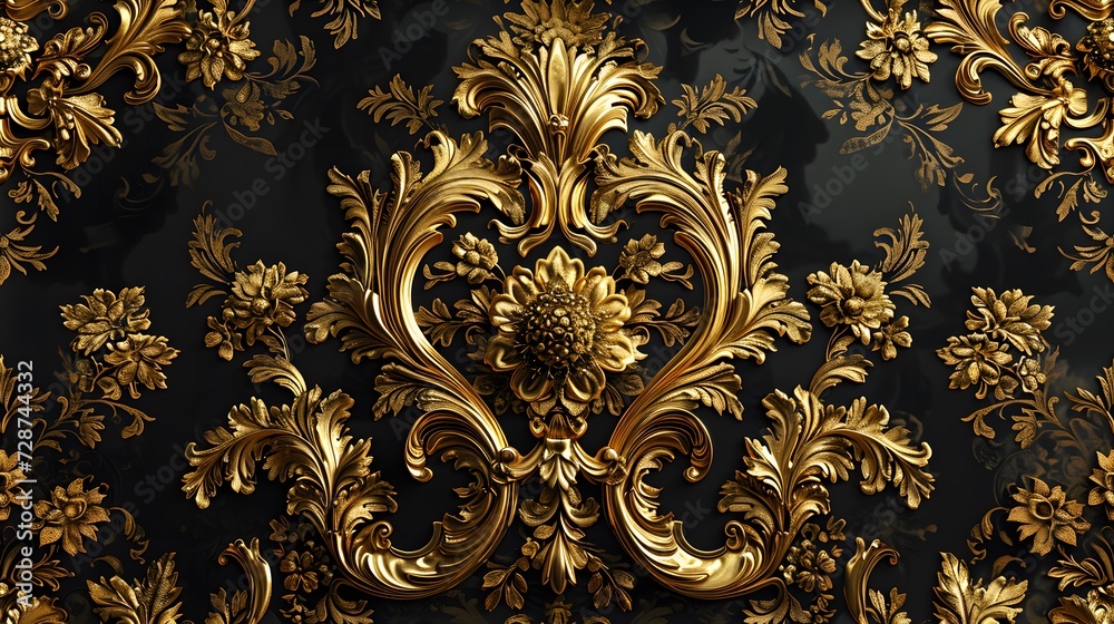 classic golden pattern with ornate seamless pattern