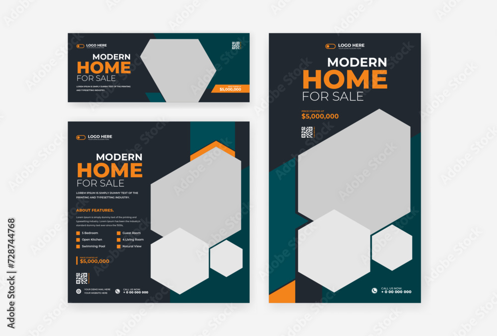Real Estate home sale social media template design set, home sale post, cover and story design Real Estate home sale social media template design set, home sale post, cover and story design