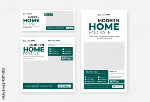 Real Estate home sale social media template design set, home sale post, cover and story design
