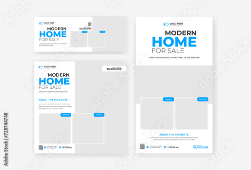 Real Estate home sale social media template design set, home sale post, cover and story design