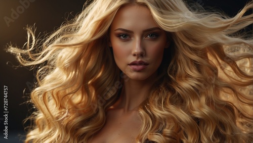 portrait of a woman with long blonde hair  golden hair  soft skin  model  style  fashion  eyes look  beauty hair  beauty eyes  