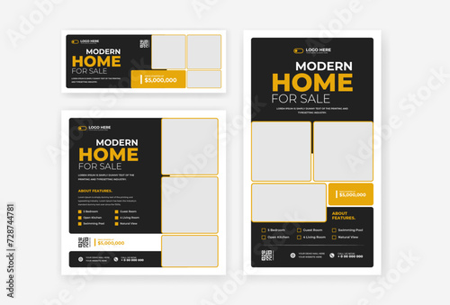 Real Estate home sale social media template design set, home sale post, cover and story design photo