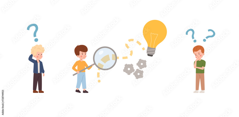 Boys thinking and search for solution and answer. Boys thinking and search for solution and answer.