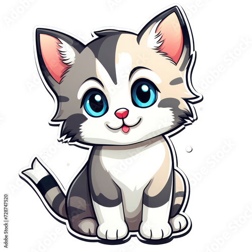 illustration of smile cat with cute cartoon Illustration Design for T-shirt, tee, logo, eps, vector, poster, banner, Sticker, background