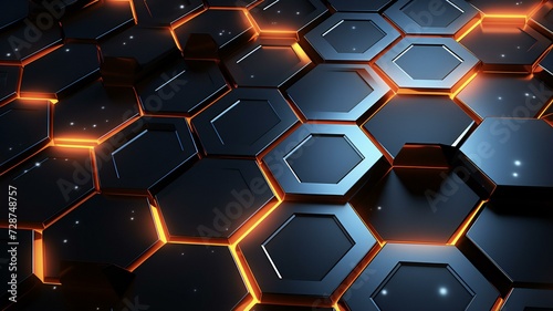 futuristic hexagonal grid backgrounds 3d renderings