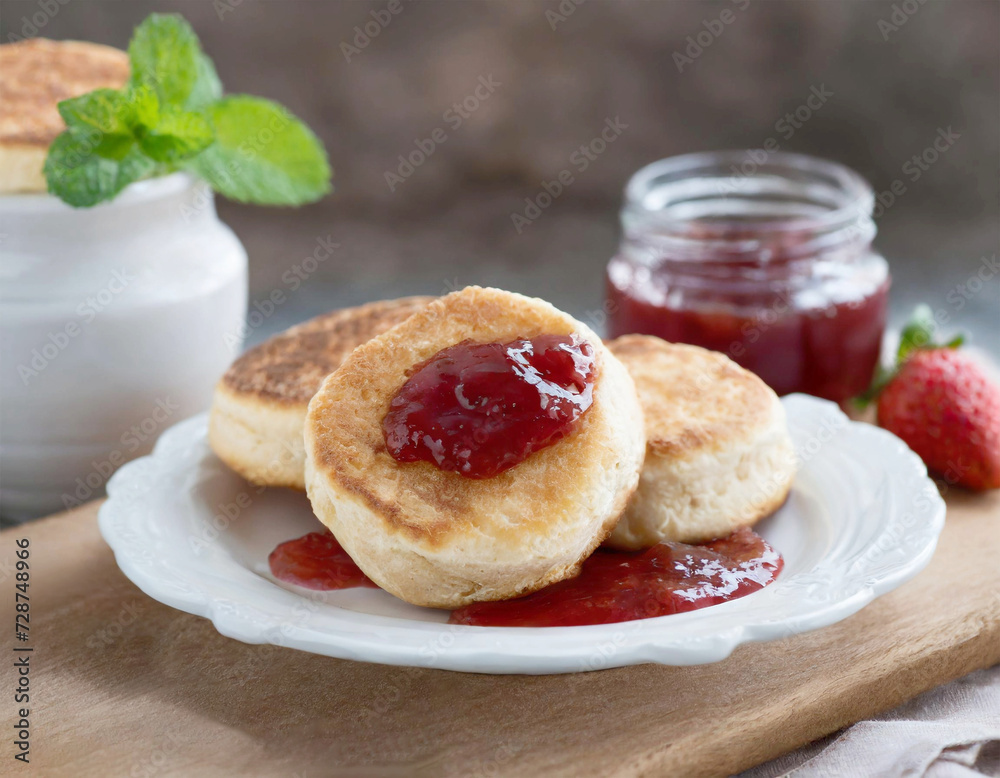 Fresh English Muffins with Straw Berry Jam Fresh English Muffins with Straw Berry Jam