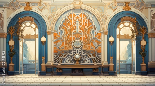 Cathedral interior architecture illustration