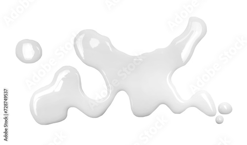 Spilled probiotic yogurt puddle isolated on white background and texture, top view