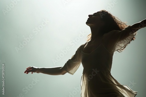 Contemporary dancer interpreting an emotional piece A fusion of movement and expression photo